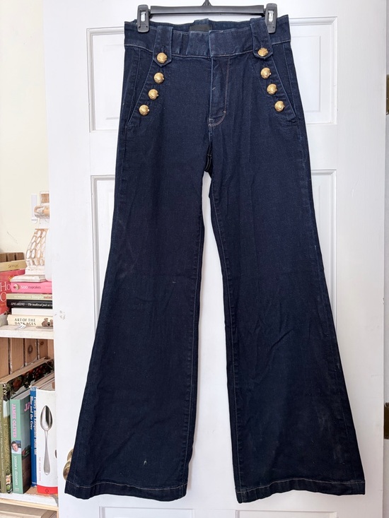 White House Black Market Denim - White House Black Market Navy Wide-Leg Jeans with Gold Buttons